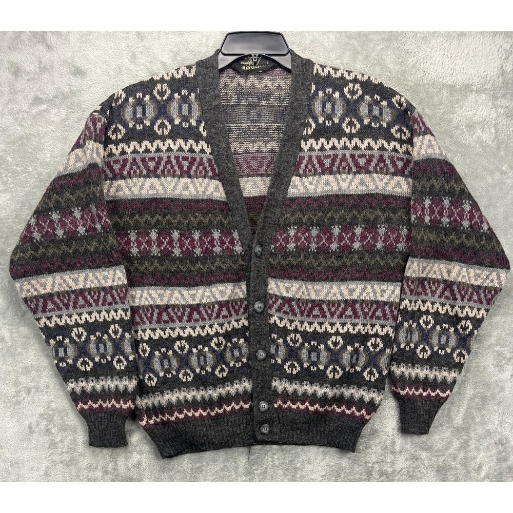 VTG Maglificio S Agostino Men's Cardigan M Multicolor Wool Blend Grandpa Italy